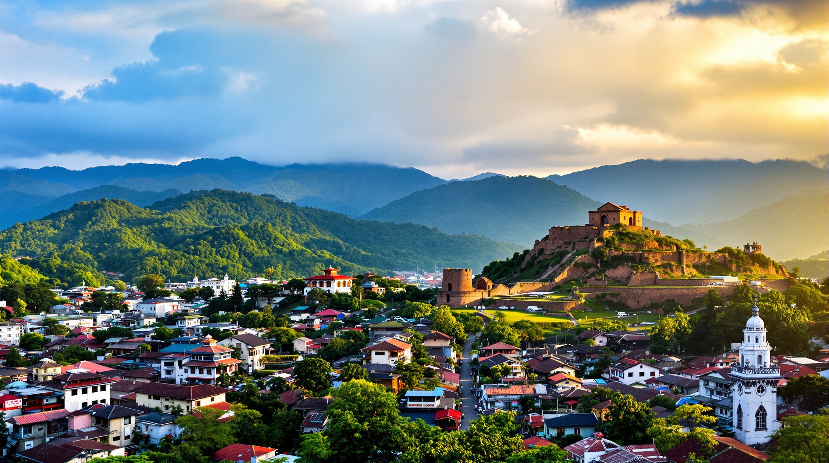 Panoramic view of Itanagar with Ita Fort and surrounding mountains