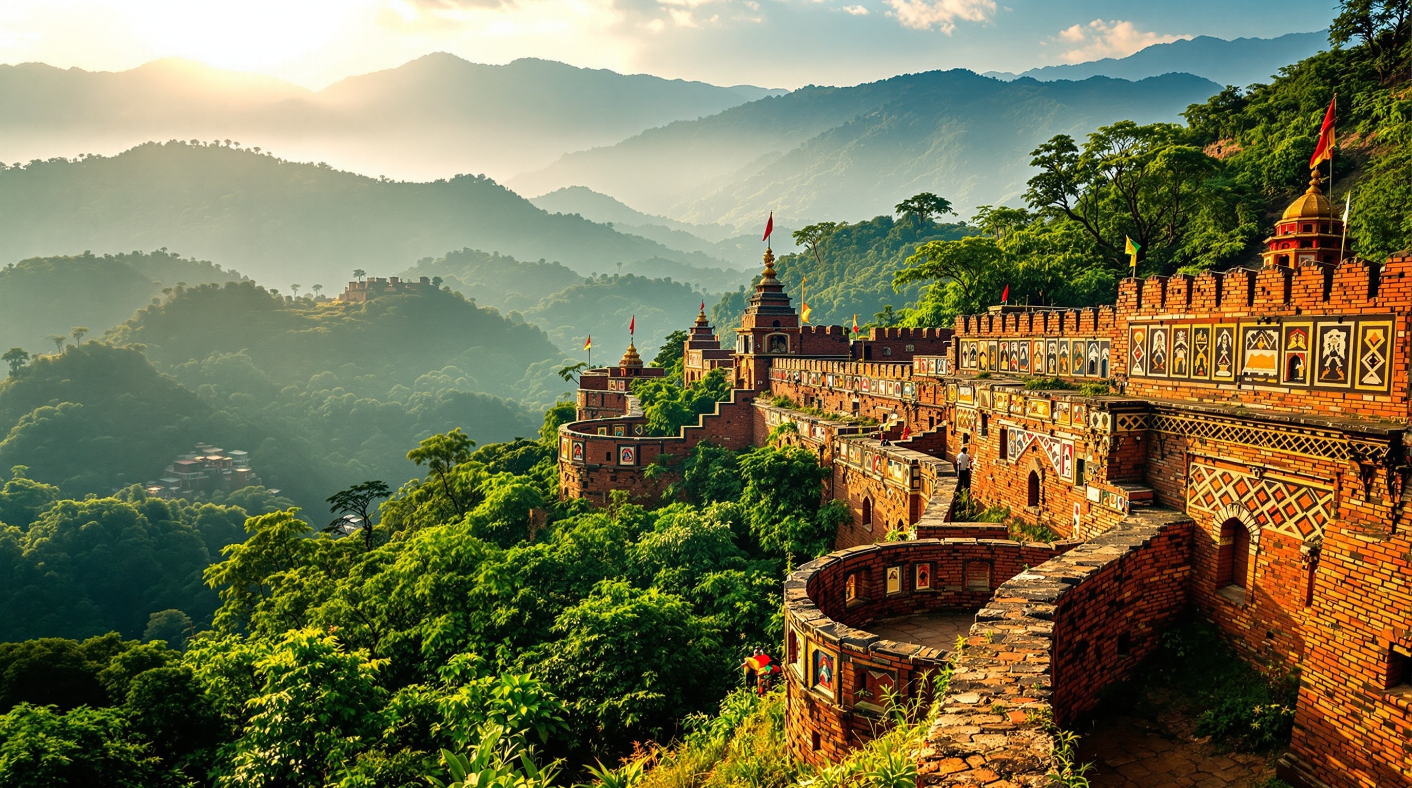 Ancient Ita Fort with intricate brick walls surrounded by lush forests